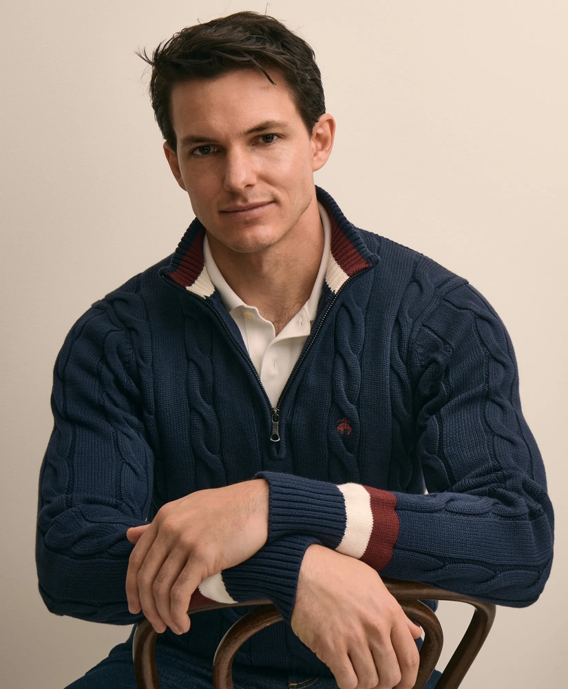 Supima&reg; Cotton Quarter-Zip Tennis Sweater, image 2