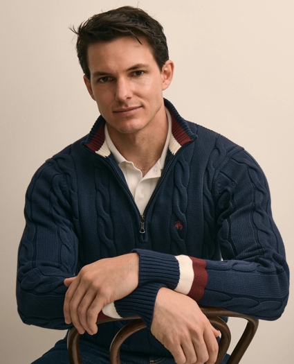 Supima&reg; Cotton Quarter-Zip Tennis Sweater, image 2