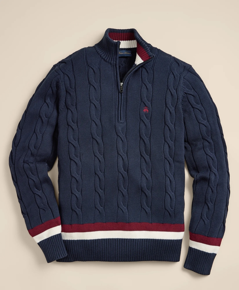 Supima&reg; Cotton Quarter-Zip Tennis Sweater, image 3