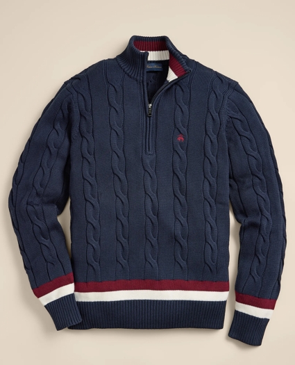 Supima&reg; Cotton Quarter-Zip Tennis Sweater, image 3