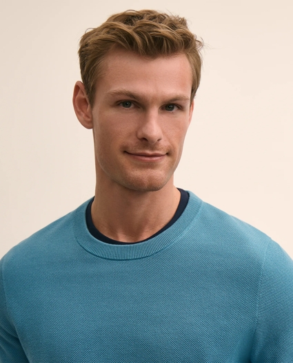 Supima&reg; Cotton Pique Crewneck Sweater, image 3