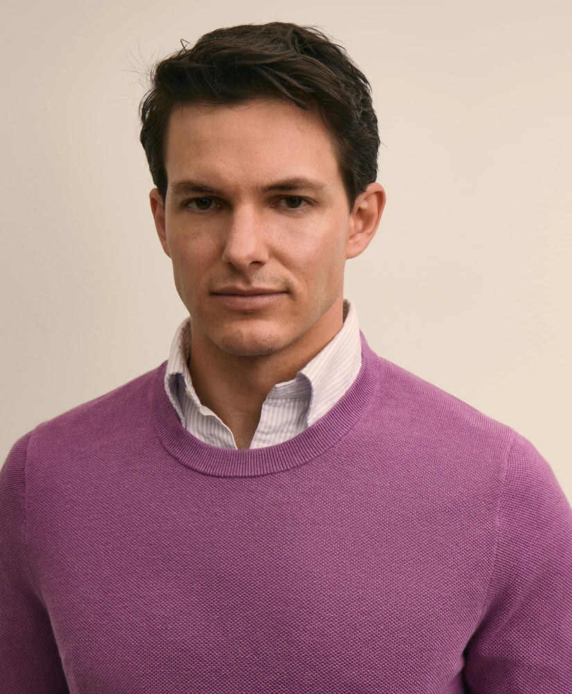 Supima&reg; Cotton Pique Crewneck Sweater, image 3