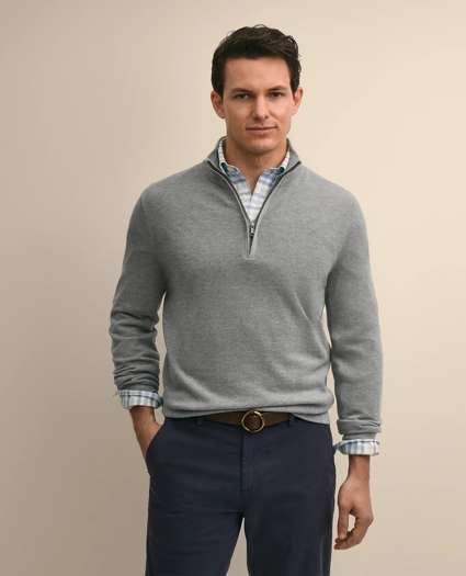 Supima&reg; Cotton Pique Quarter-Zip Sweater, image 1