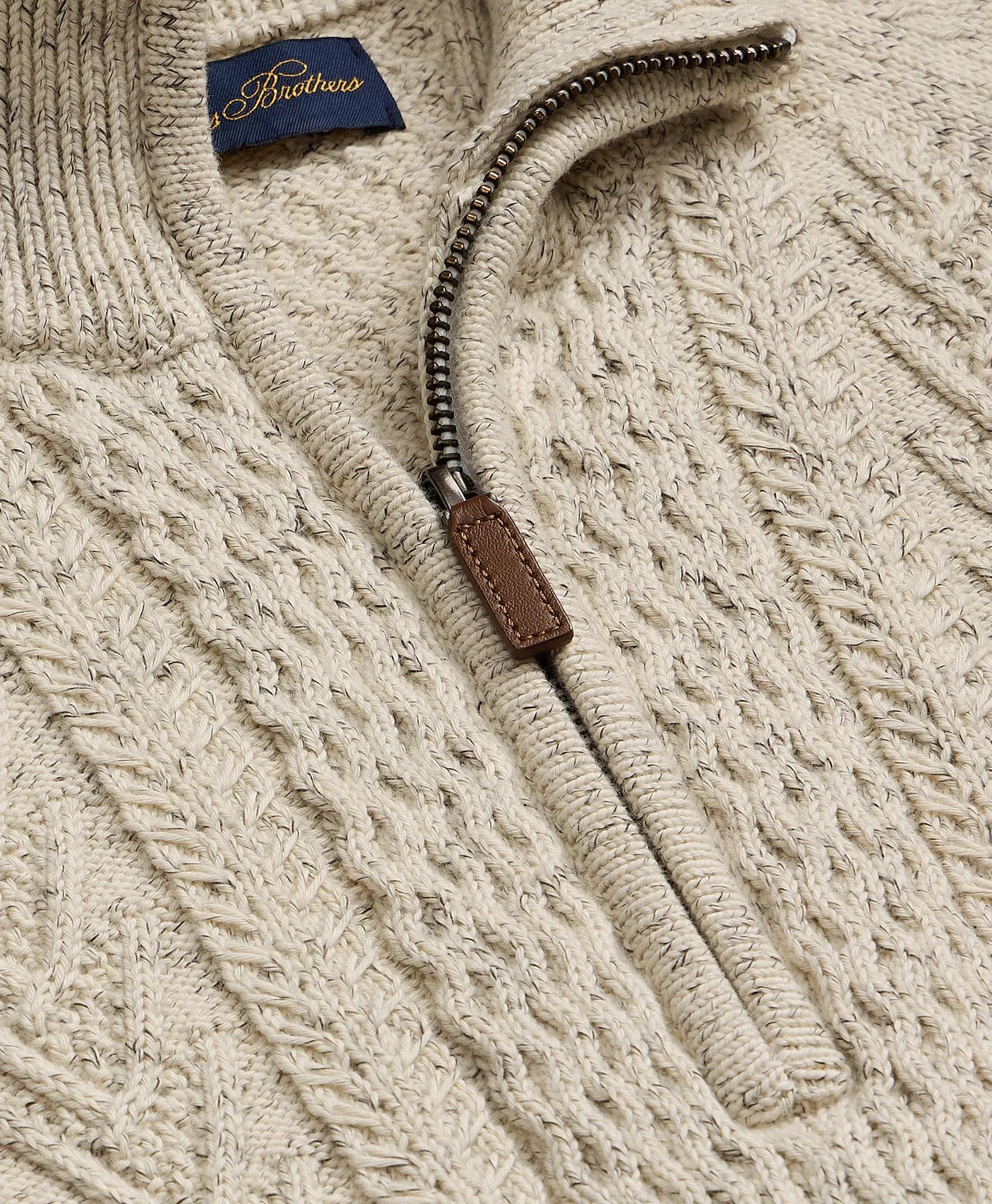 Cotton Quarter-Zip Mouline Fisherman Military Sweater, image 2