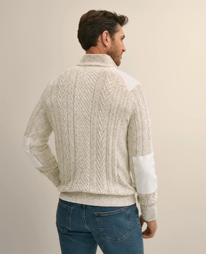 Cotton Quarter-Zip Mouline Fisherman Military Sweater, image 4