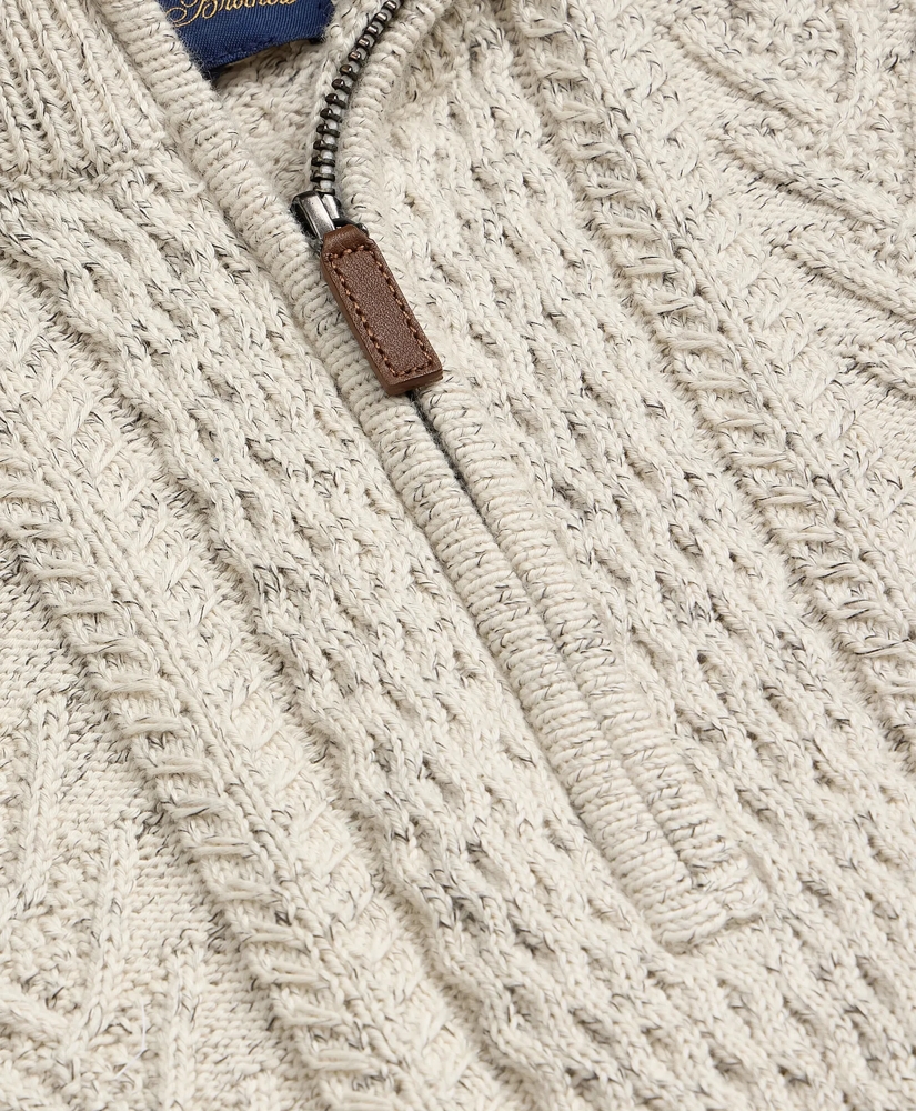 Cotton Quarter-Zip Mouline Fisherman Military Sweater, image 5