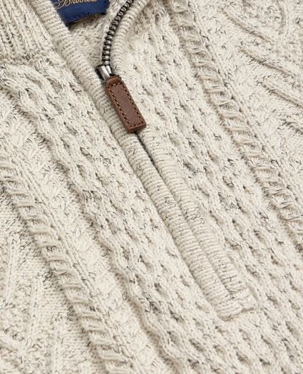 Cotton Quarter-Zip Mouline Fisherman Military Sweater, image 5