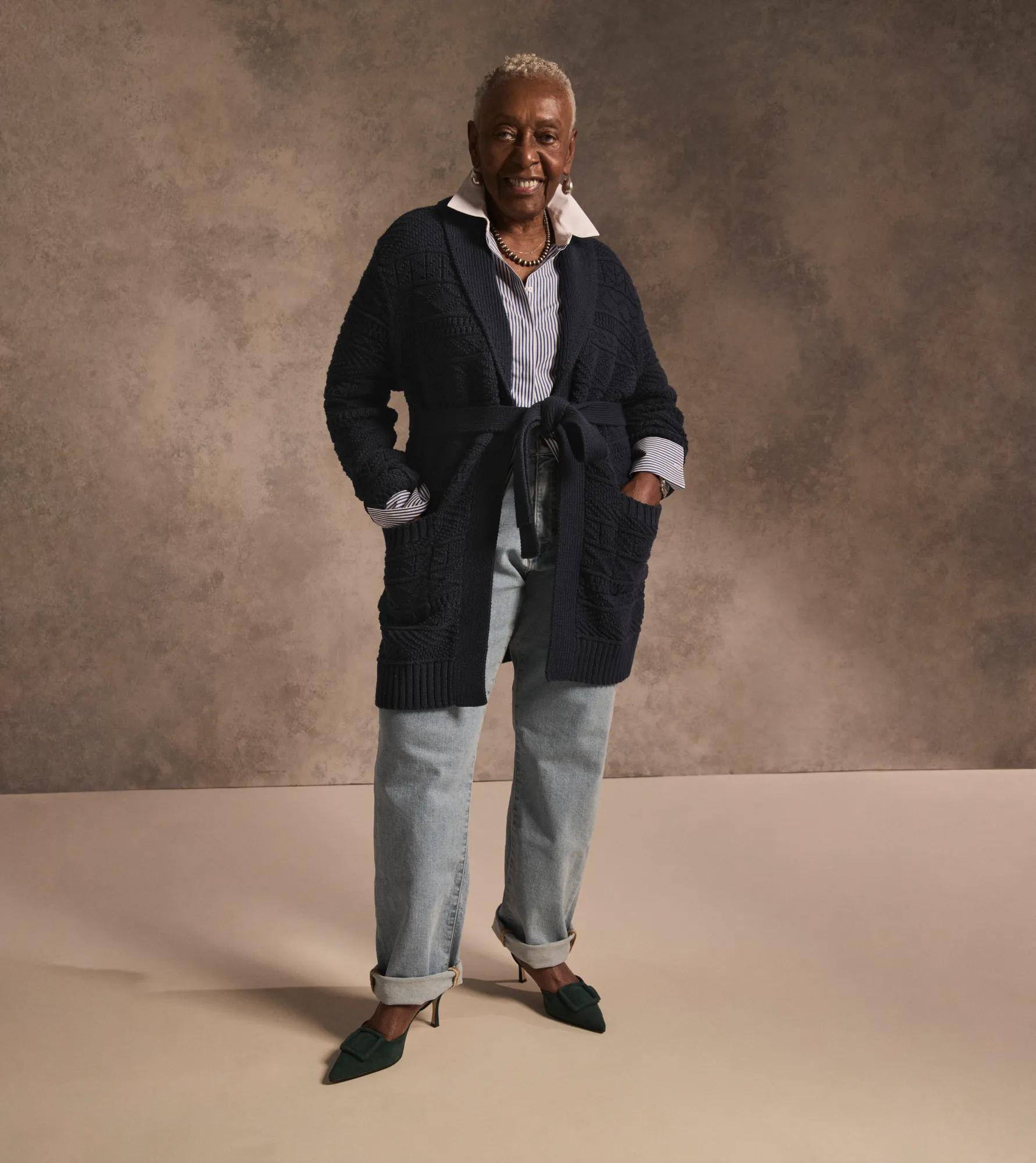 Supima Cotton Jacquard Belted Shawl Cardigan secondary