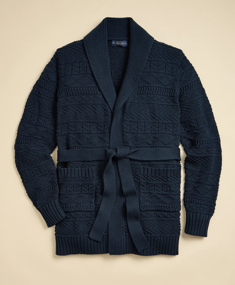 Supima&reg; Cotton Jacquard Belted Shawl Cardigan, image 2