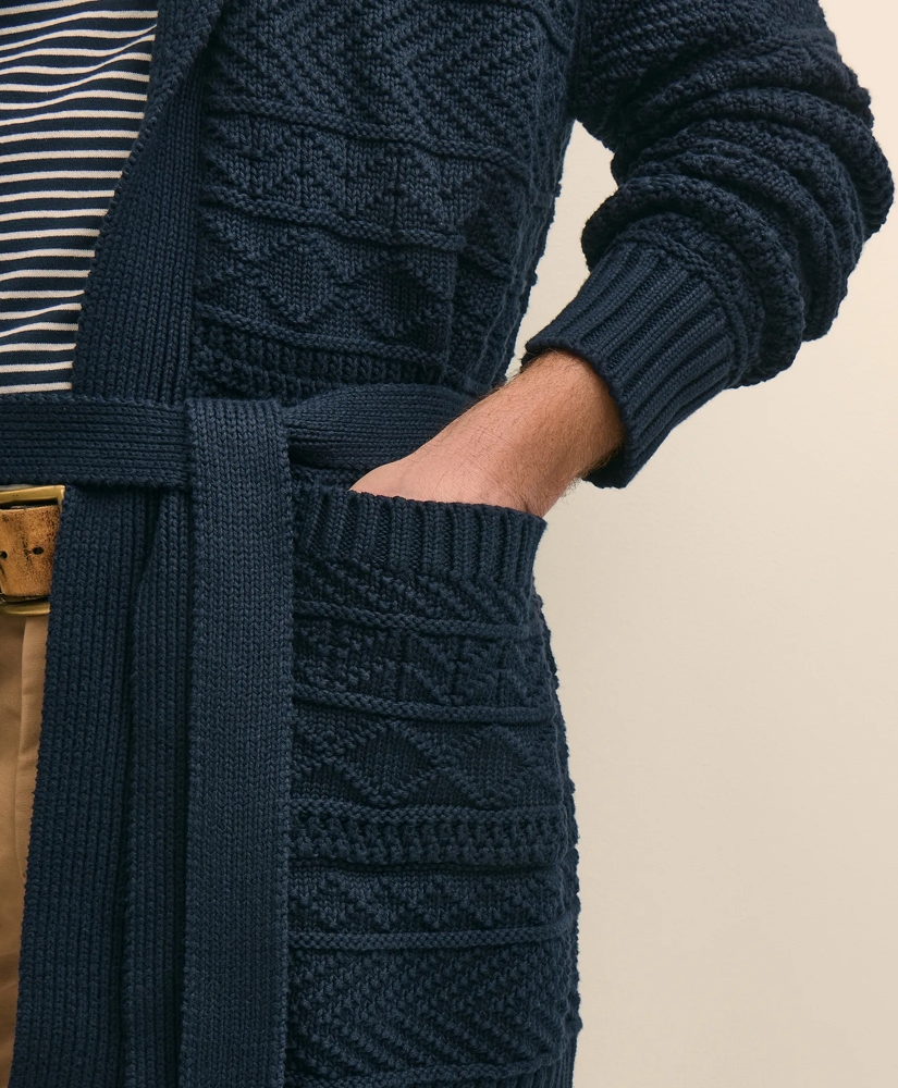 Supima&reg; Cotton Jacquard Belted Shawl Cardigan, image 4