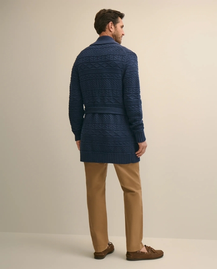 Supima&reg; Cotton Jacquard Belted Shawl Cardigan, image 5