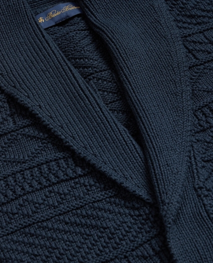 Supima&reg; Cotton Jacquard Belted Shawl Cardigan, image 6