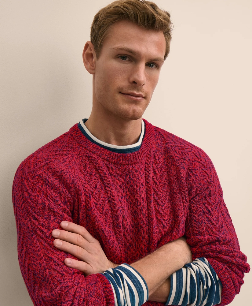 Supima&reg; Cotton Mouline Fisherman Sweater, image 3