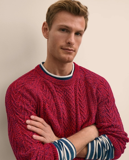 Supima&reg; Cotton Mouline Fisherman Sweater, image 3