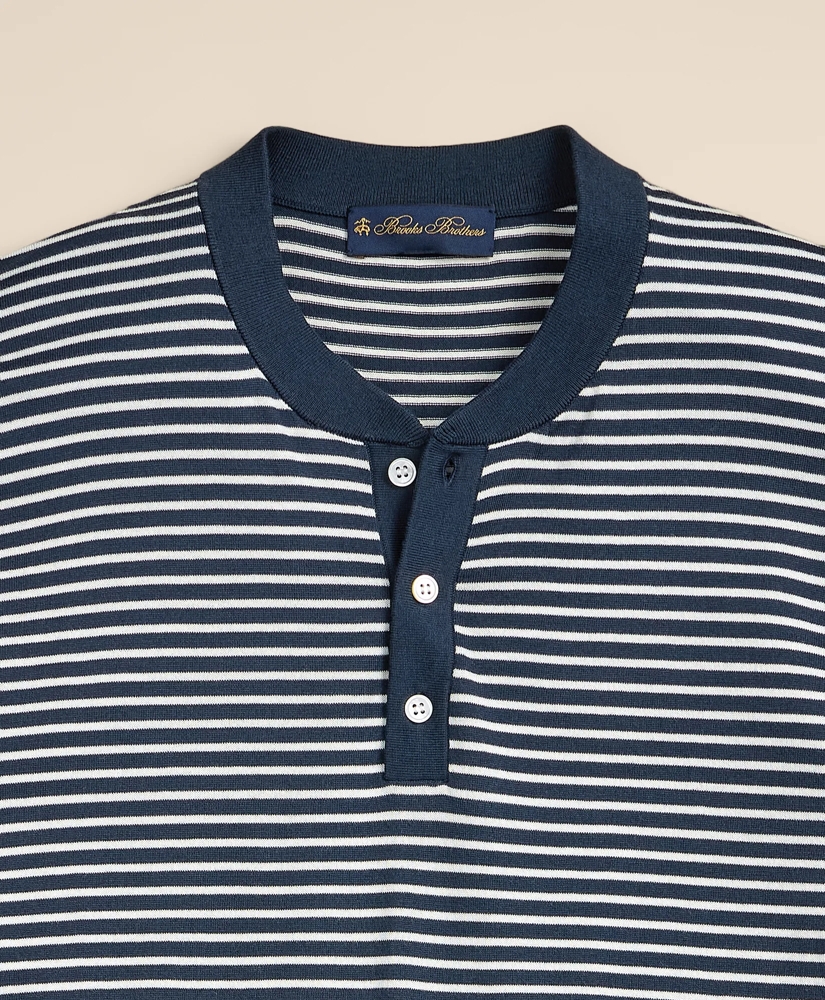 Supima&reg; Cotton Short-Sleeve Mariner Stripe Henley Sweater, image 5