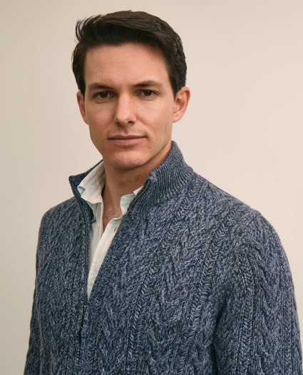 Supima&reg; Cotton Full-Zip Cable Sweater, image 2