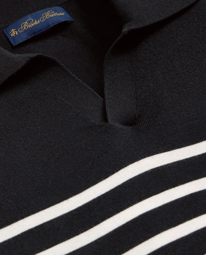 Supima&reg; Cotton Mariner Stripe Johnny Collar Sweater, image 2