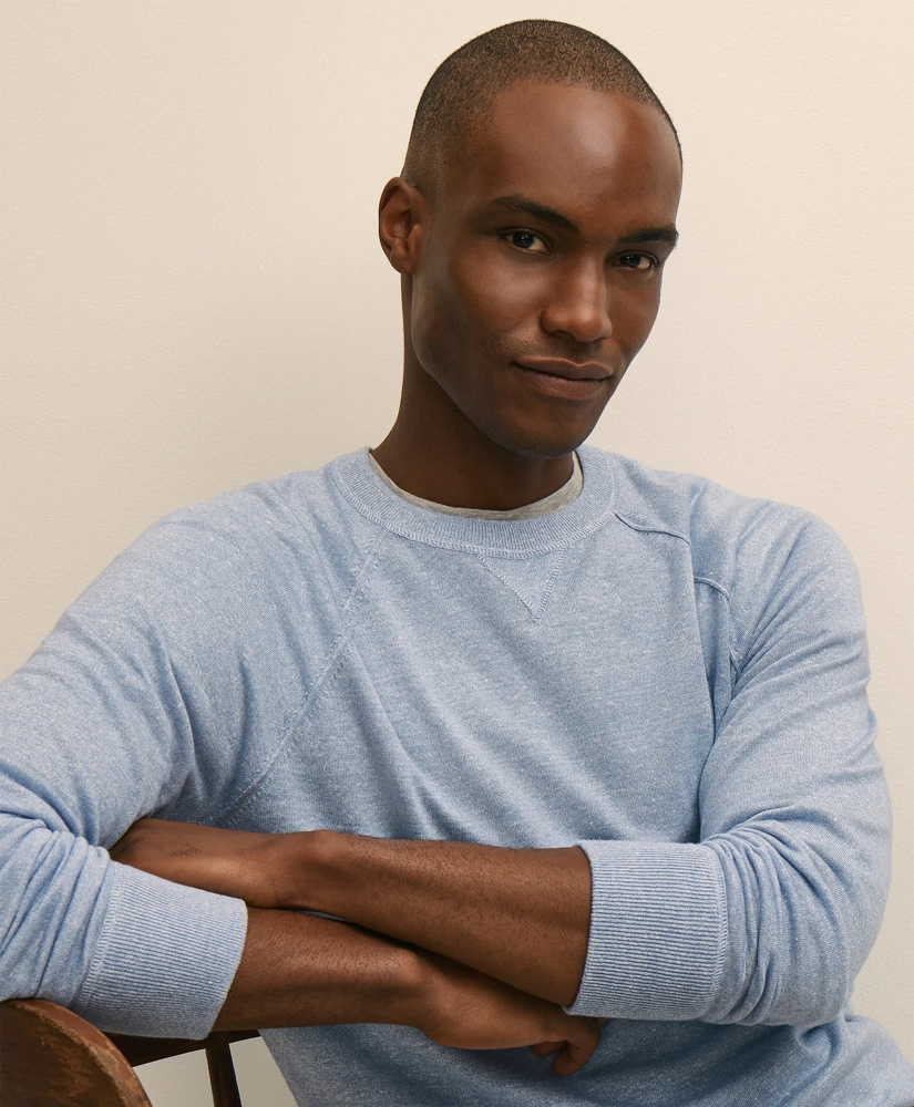 Linen-Cotton-Cashmere Mouline Sweatshirt Sweater, image 2