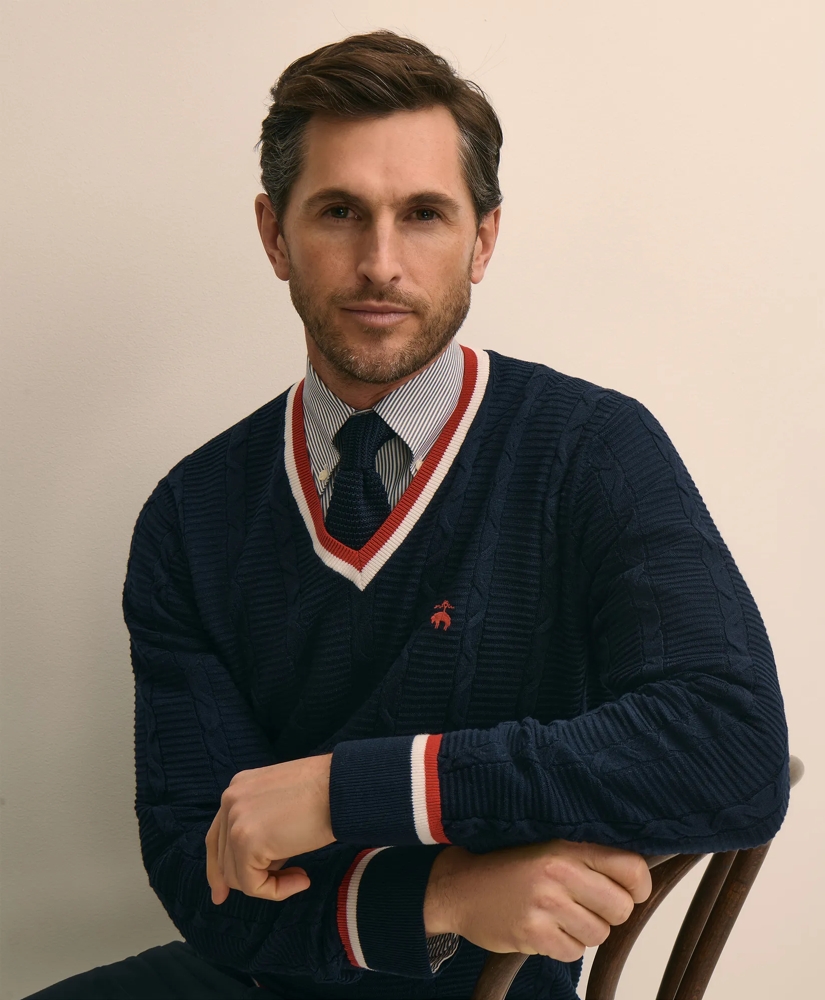 Cotton Lightweight Tennis Sweater, image 3