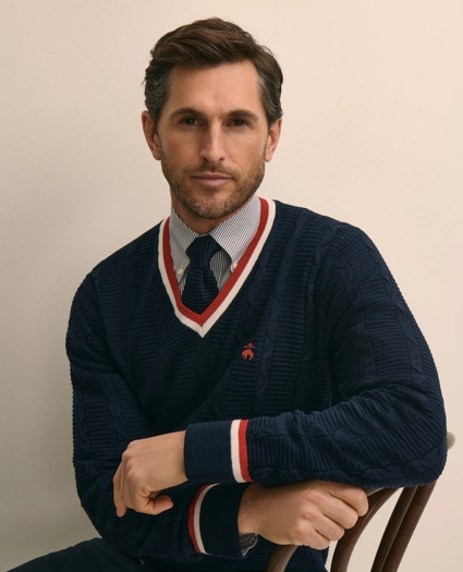 Cotton Lightweight Tennis Sweater, image 3