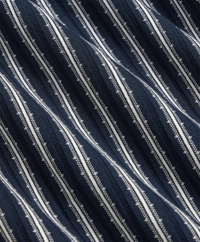 Supima&reg; Cotton Short-Sleeve Striped Johnny Collar Sweater, image 7