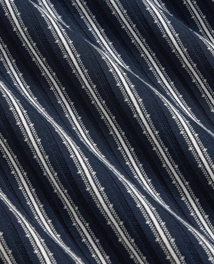 Supima&reg; Cotton Short-Sleeve Striped Johnny Collar Sweater, image 7