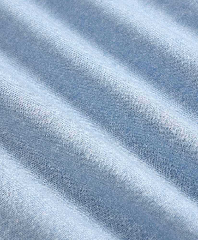 Linen-Cotton-Cashmere Short-Sleeve Mouline Johnny Collar Sweater, image 6