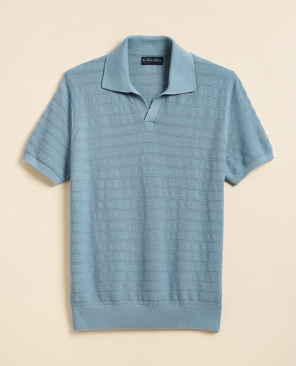 Supima&reg; Cotton Engineered-Stripe Johnny Collar Sweater, image 1