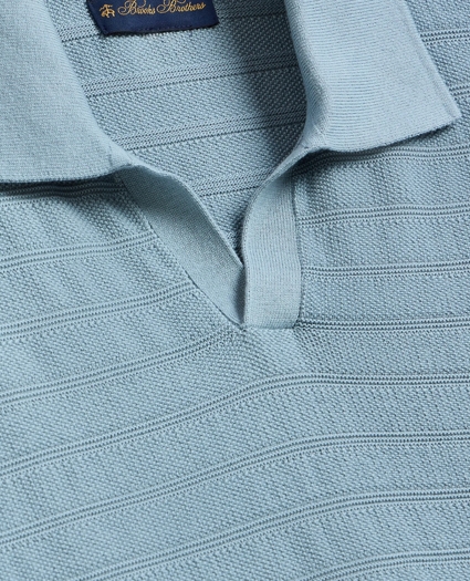 Supima&reg; Cotton Engineered-Stripe Johnny Collar Sweater, image 2