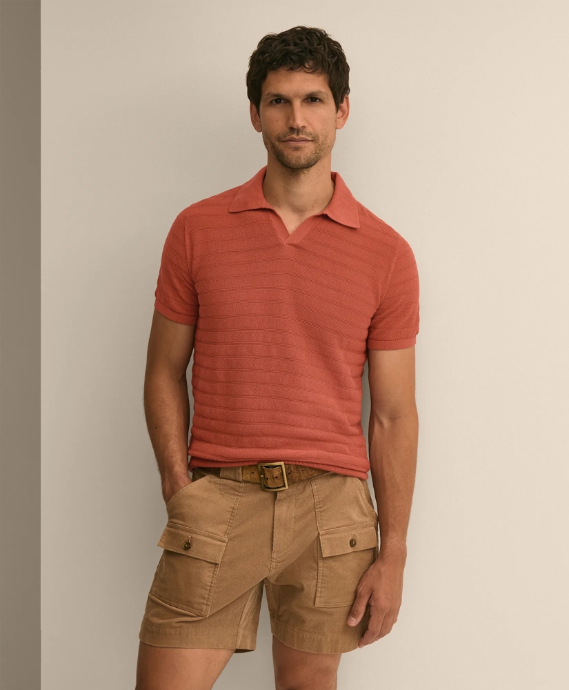 Supima&reg; Cotton Engineered-Stripe Johnny Collar Sweater, image 1