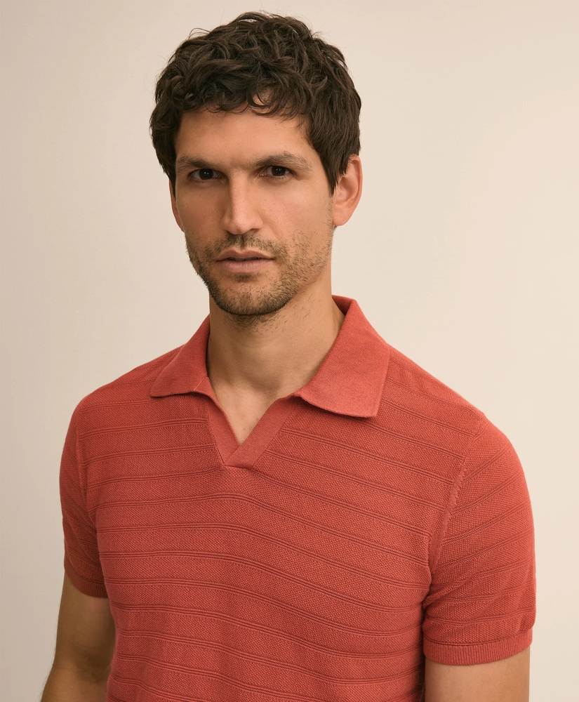 Supima&reg; Cotton Engineered-Stripe Johnny Collar Sweater, image 2