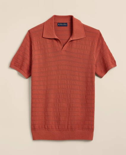 Supima&reg; Cotton Engineered-Stripe Johnny Collar Sweater, image 3