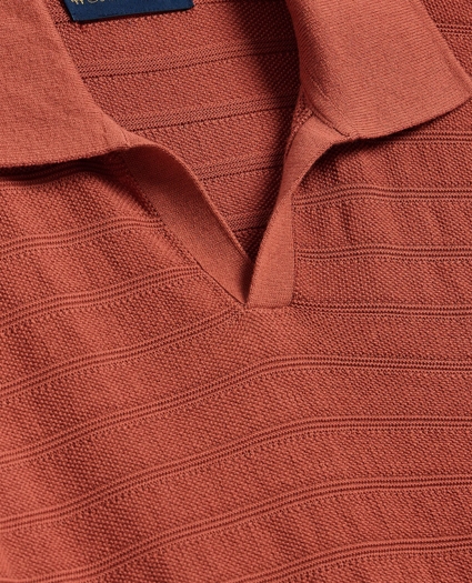 Supima&reg; Cotton Engineered-Stripe Johnny Collar Sweater, image 5