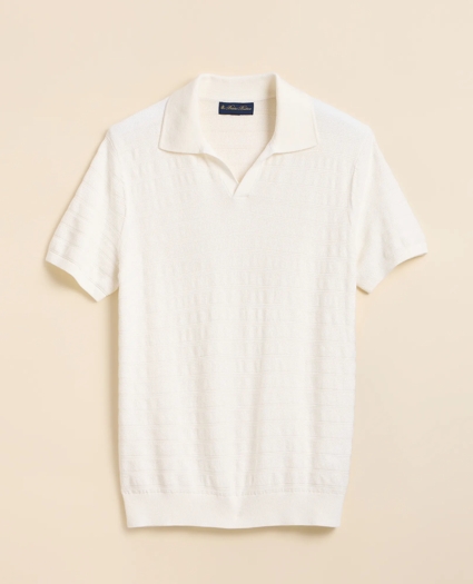 Supima&reg; Cotton Engineered-Stripe Johnny Collar Sweater, image 1