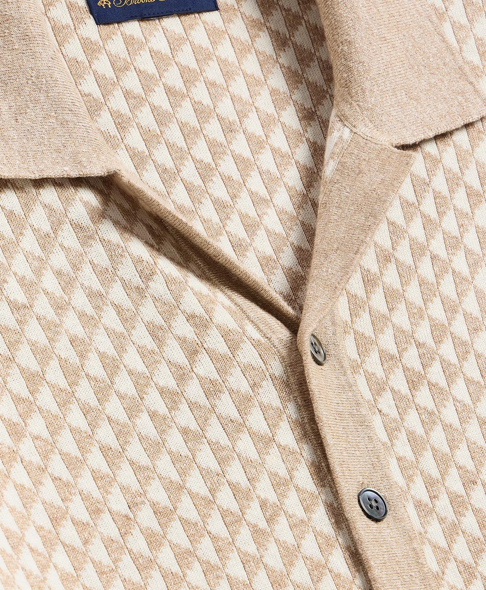 Linen-Cotton Jacquard Johnny Collar Cardigan, image 2