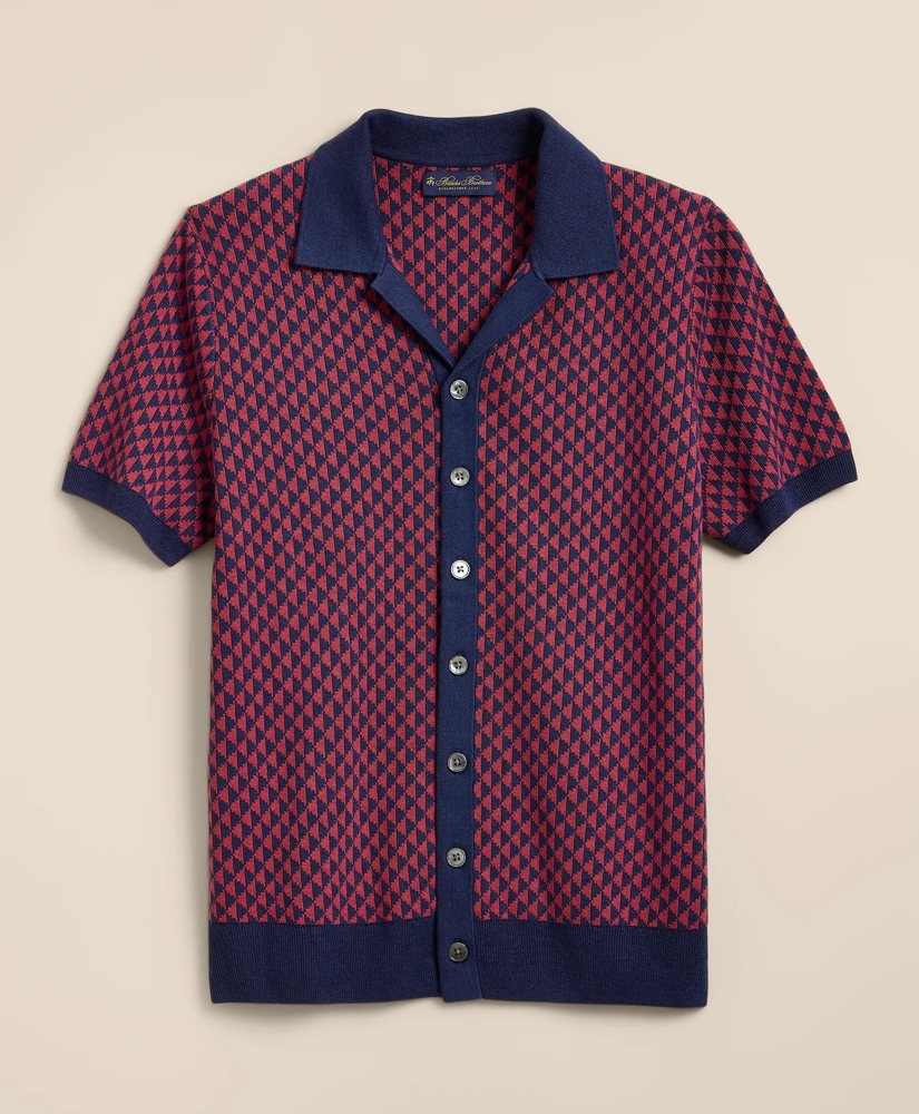 Linen-Cotton Jacquard Johnny Collar Cardigan, image 3