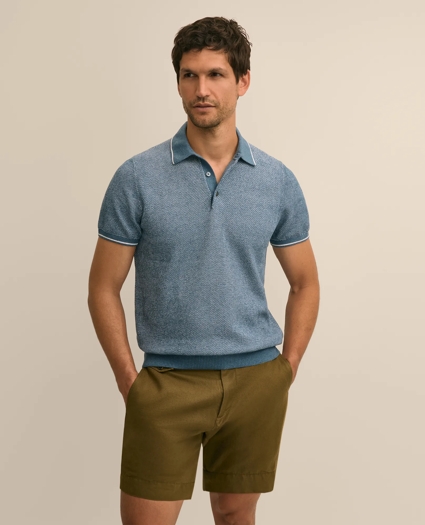 Supima&reg; Cotton Honeycomb Polo Sweater, image 1