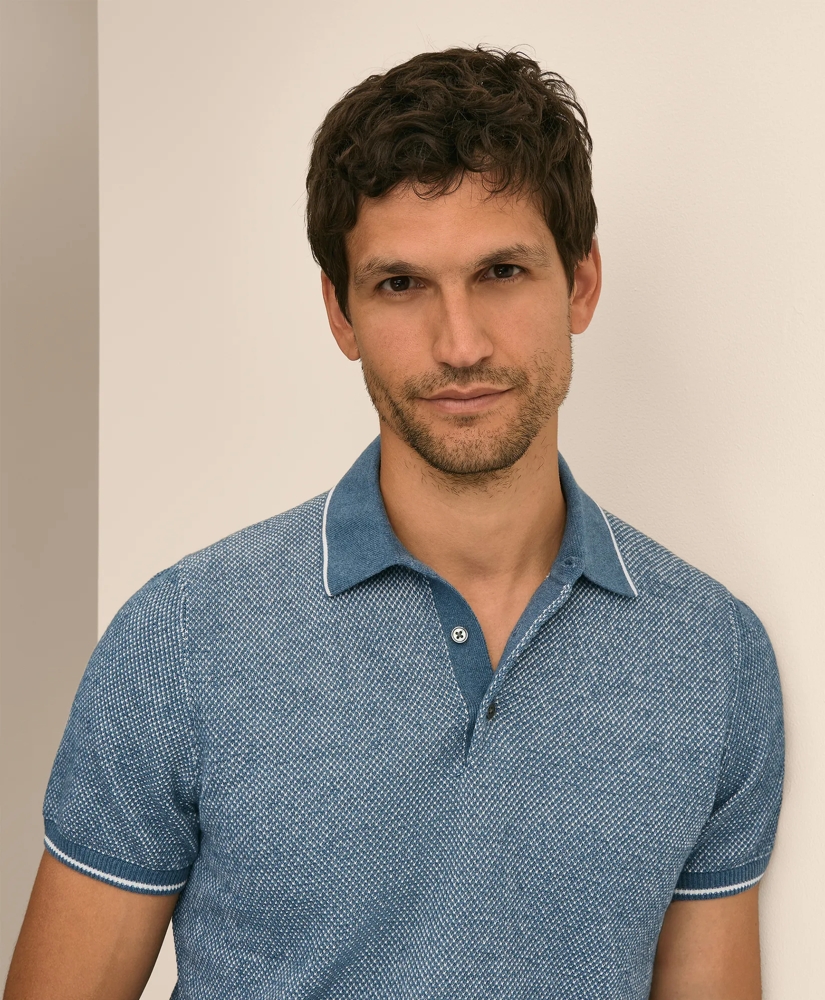 Supima&reg; Cotton Honeycomb Polo Sweater, image 3