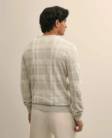 Supima&reg; Cotton Jacquard Plaid Sweater, image 3