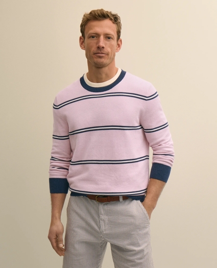 Supima&reg; Cotton Pique Crewneck Sweater, image 1