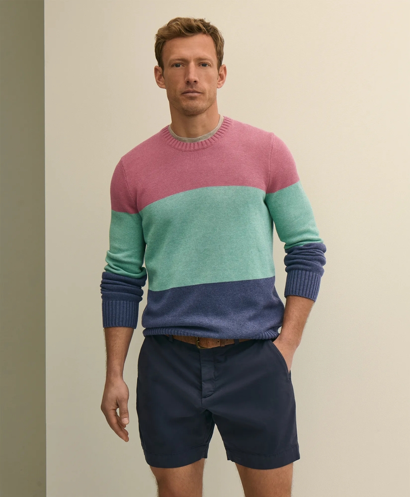 Supima&reg; Cotton Vintage-Inspired Color Block Sweater, image 1