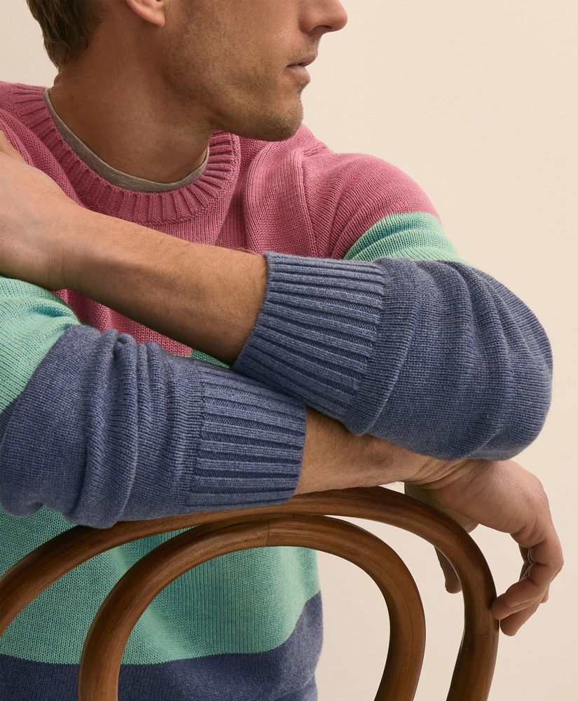 Supima&reg; Cotton Vintage-Inspired Color Block Sweater, image 2