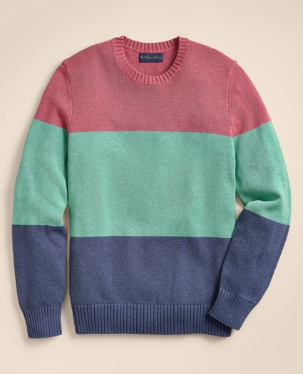 Supima&reg; Cotton Vintage-Inspired Color Block Sweater, image 3