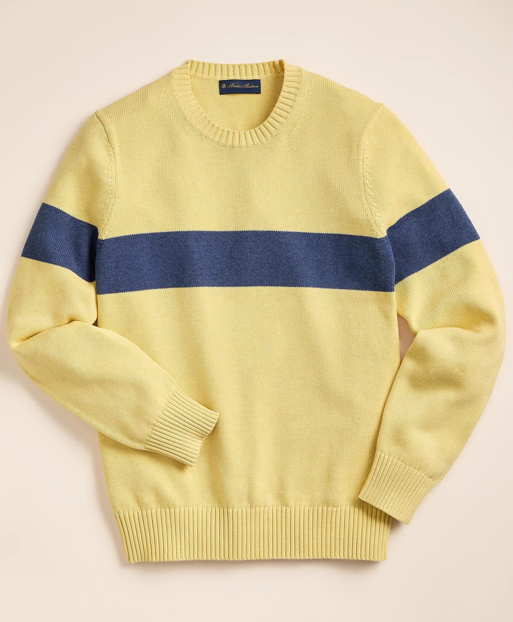 Supima&reg; Cotton Chest-Stripe Sweater, image 1