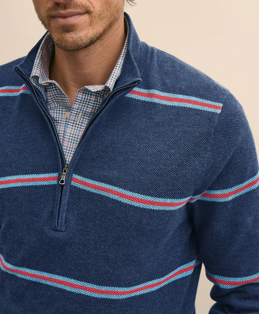 Supima&reg; Cotton Pique Striped Quarter-Zip Sweater, image 3