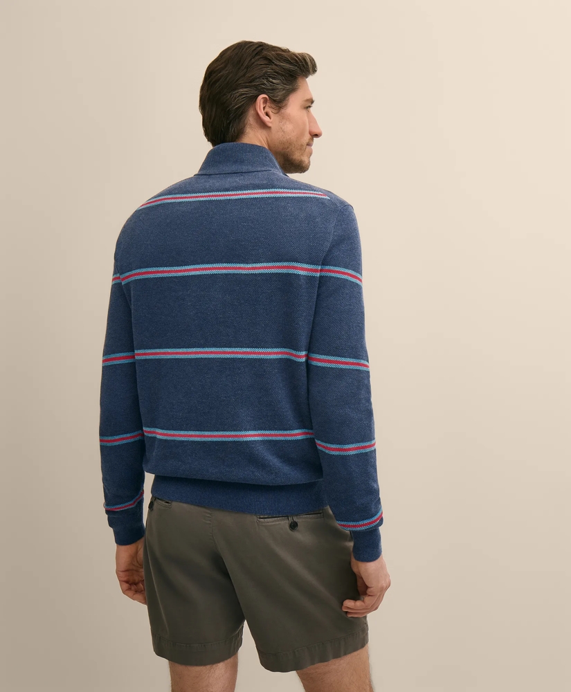Supima&reg; Cotton Pique Striped Quarter-Zip Sweater, image 4