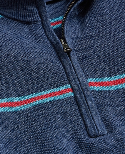 Supima&reg; Cotton Pique Striped Quarter-Zip Sweater, image 6