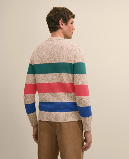 Cotton Rugby Stripe Marled Henley Sweater, image 3