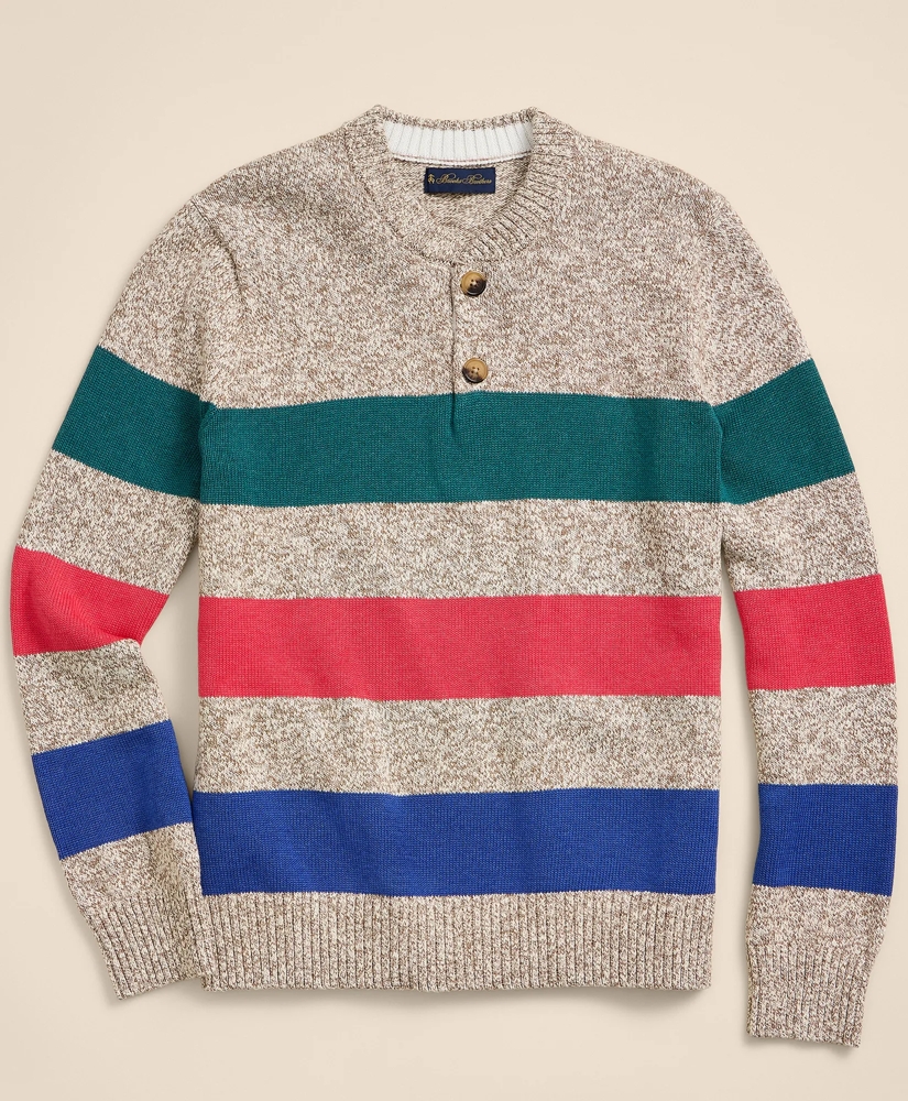 Cotton Rugby Stripe Marled Henley Sweater, image 5