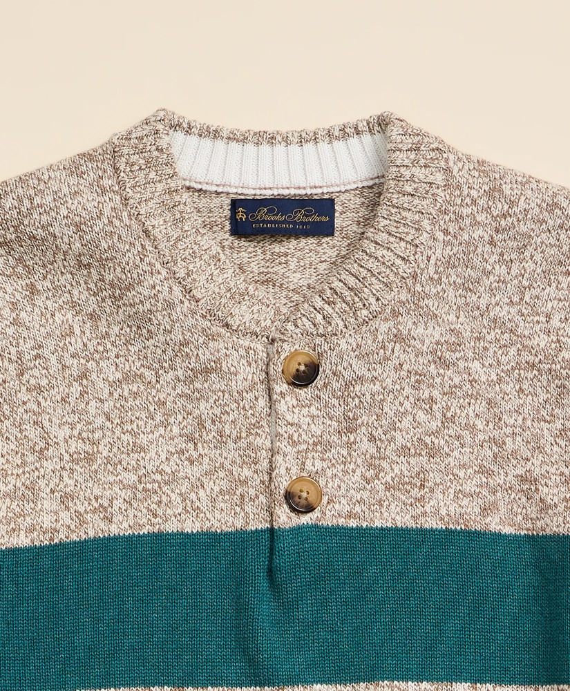 Cotton Rugby Stripe Marled Henley Sweater, image 6